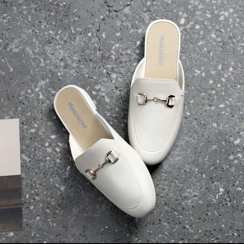 White outlet mule loafers