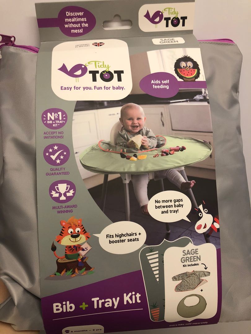 BNIB Tidy Tot Bib + Tray Kit (Sage Green), Babies & Kids, Nursing