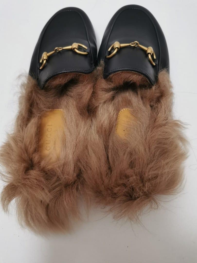 Fur shoes gucci top