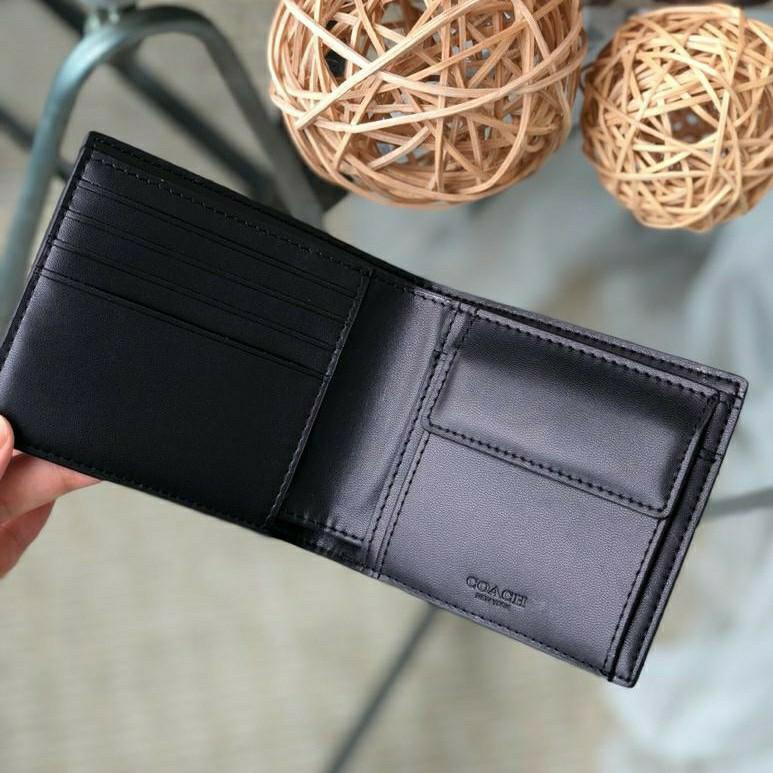 Mens wallet with store coin pocket coach