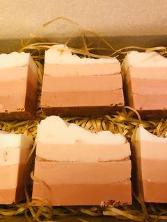 French rose clay pink sea salt geranium goat’s milk soap