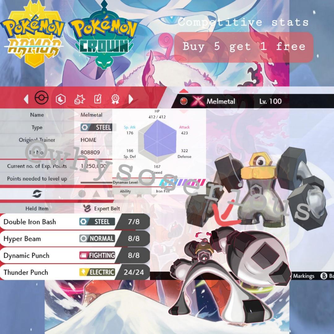 Gmax Melmetal Max Stats Event Pokemon Sword And Shield Crown Tundra Video Gaming Gaming Accessories Game Gift Cards Accounts On Carousell