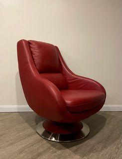 Kuka Furniture Red Swivel Armchair