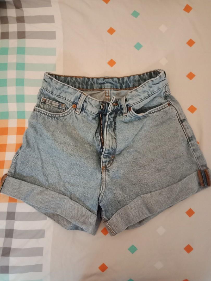 monki high waist denim shorts