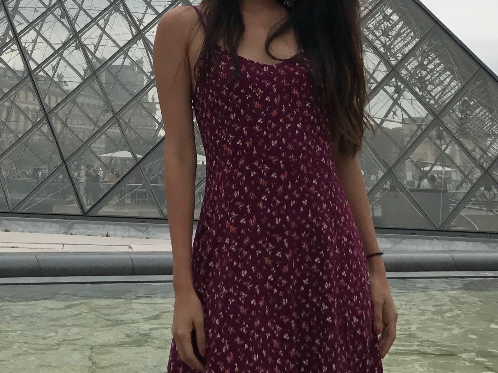 Old Navy Burgundy Floral Midi Dress, Women's Fashion, Dresses u0026 Sets,  Dresses on Carousell