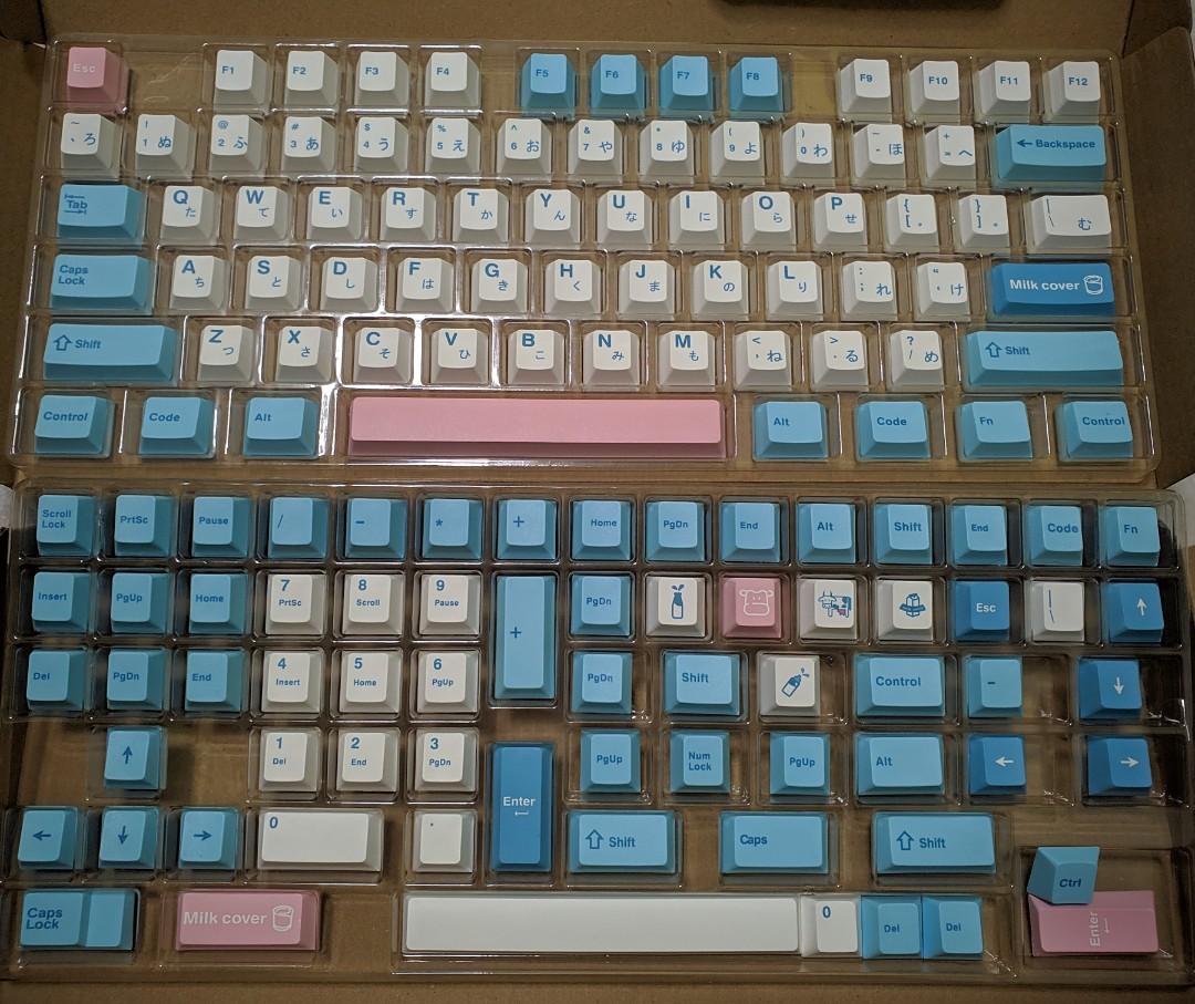 PBT Keycaps GMK Noel Light White Pink Blue Inspired pastel colorway