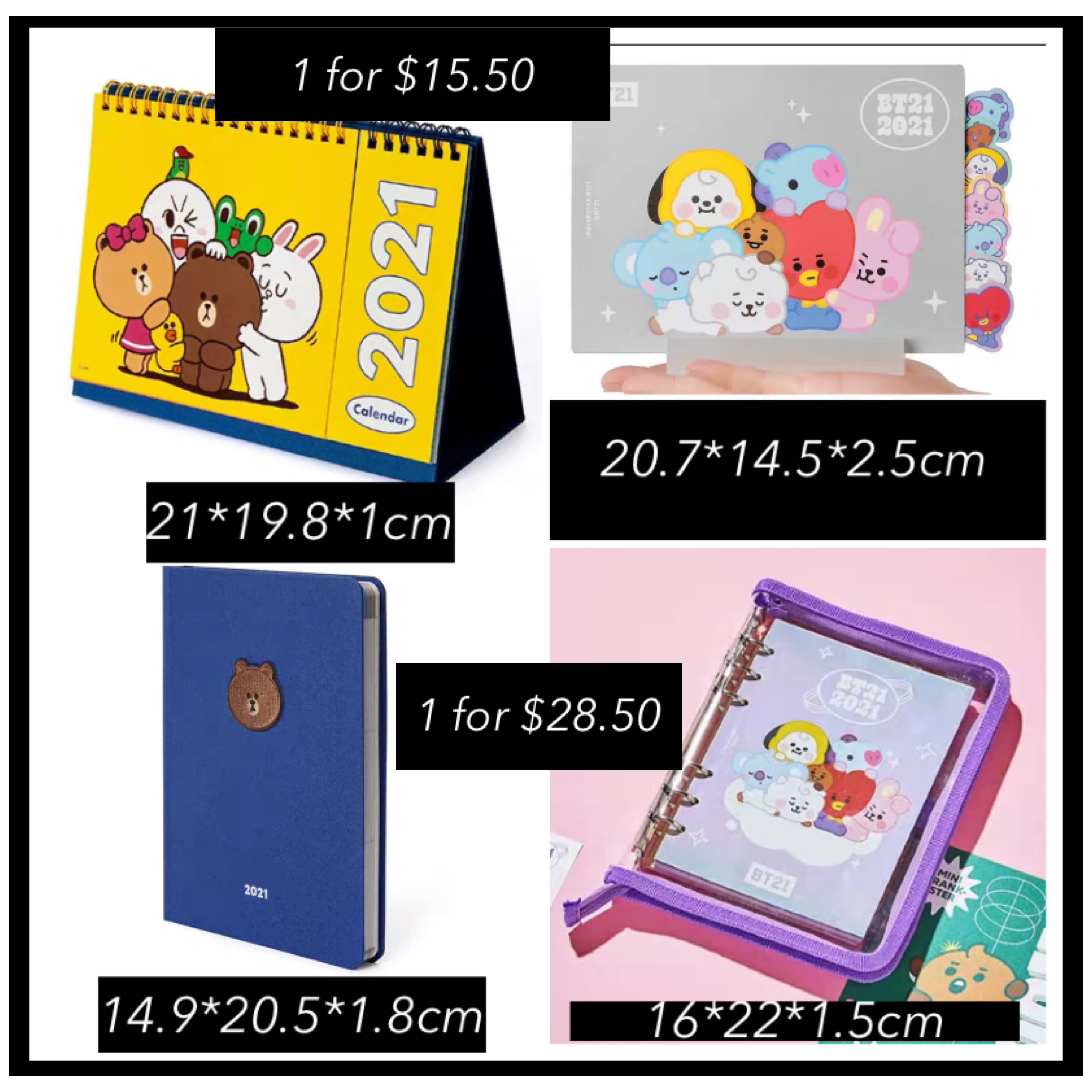 [PO] Line friends & BT21 2021 Calendar / Diary, Hobbies & Toys ...