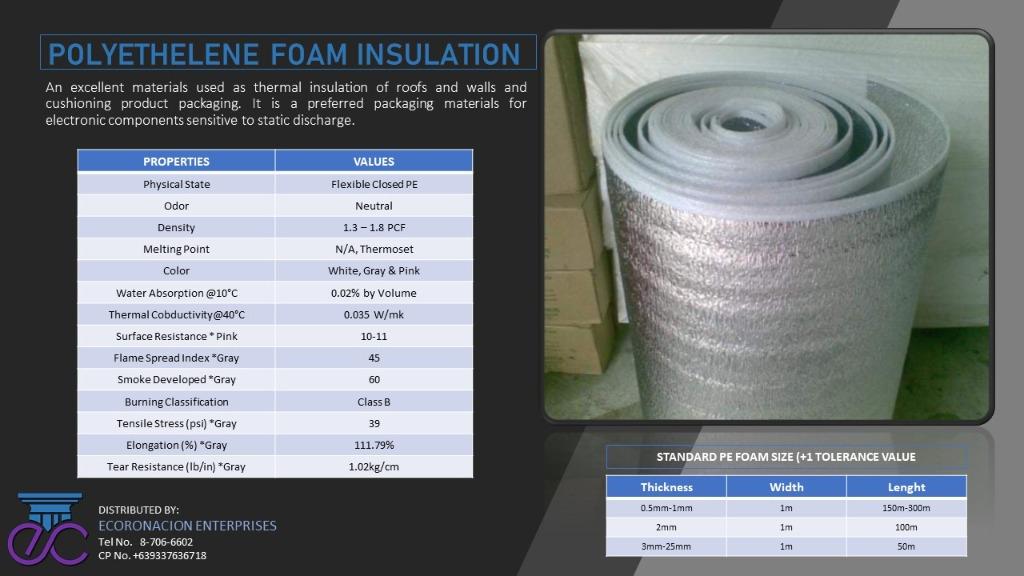 POLYTHYLENE FOAM INSULATION, Commercial & Industrial, Construction