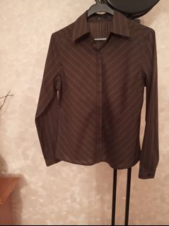 Wanko Brown Long Sleeves Shirt with Covered Buttons & Curve Bottom64220733573762110