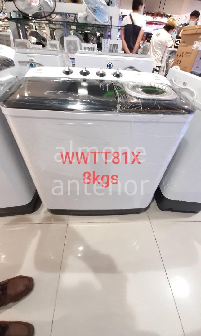 White Westinghouse Twintub Washing Machine (Category: Washing Machines and Dryers) located in Manila. Submitted by almnantnr (Listing ID 1048354581, Image 3). Description: TWIN TUB 14kgs WWTT141X - 13800 14kgs EWS14262WA - 14100 12kgs EWS13262WA - 12300 10kgs WWTT101X - 10000 8kgs WWTT81X - 7850 7kgs WWTT71X - 6990 1 year warranty Parts and Services, with 7 days replacement. WE offer Delivery around Metro Manila We also accept COD (Delivery Charg
