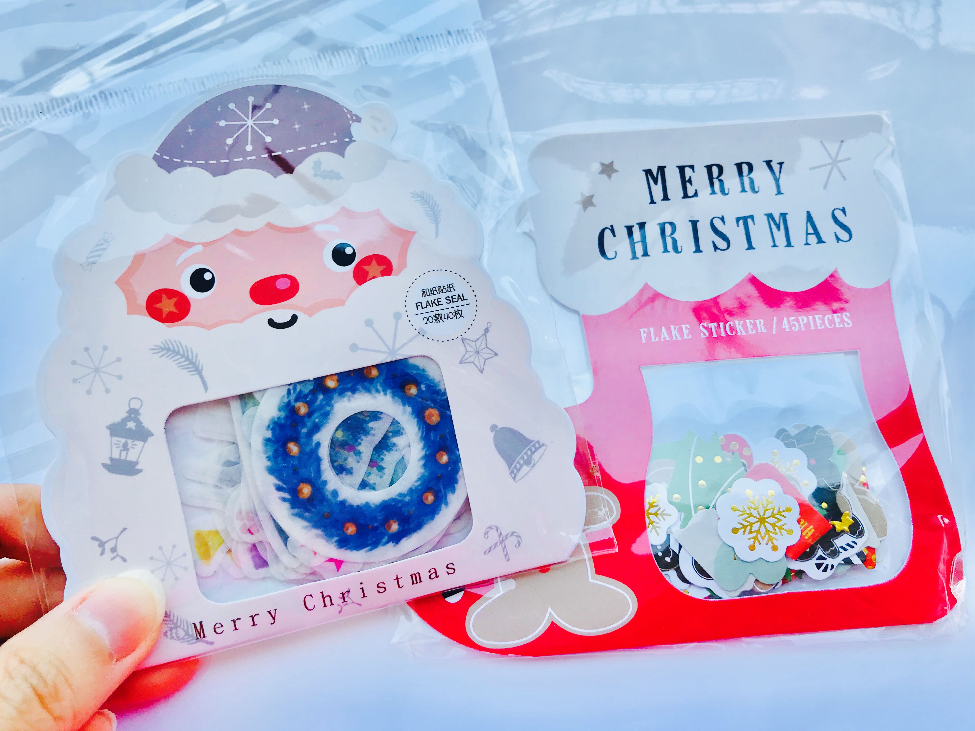 最後2包 聖誕造型貼紙現貨christmas Santa Snowman Stickers Pack 書本 文具 文具 Carousell