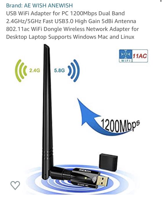 USB 3.0 Wireless Network Lan Card Wifi Dongle with 5dBi Antenna Dual Band Support PC/Desktop/Laptop/Tablet for Windows 10/8.1/8/7/Vista/Mac OS 10.9-10.13 ANEWKODI AC1200Mbps USB Wifi Adapter 