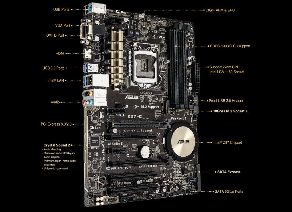 Asus z97 c atx motherboard LGA1150 intel 4th gen, 電腦 ＆ 平板電腦, 桌上電腦或迷你電腦 ...