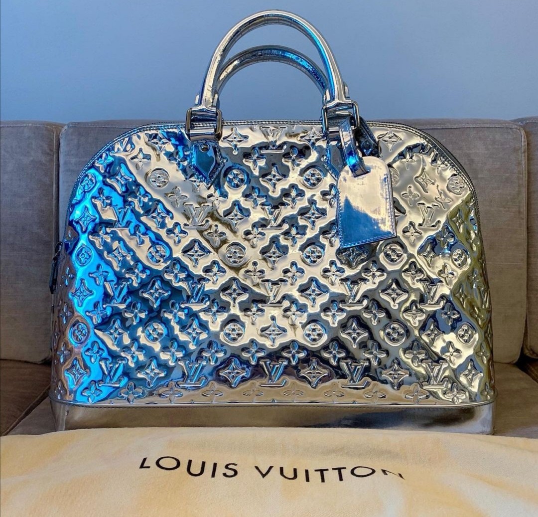 Louis Vuitton Limited Edition Silver Monogram Miroir Alma MM Bag