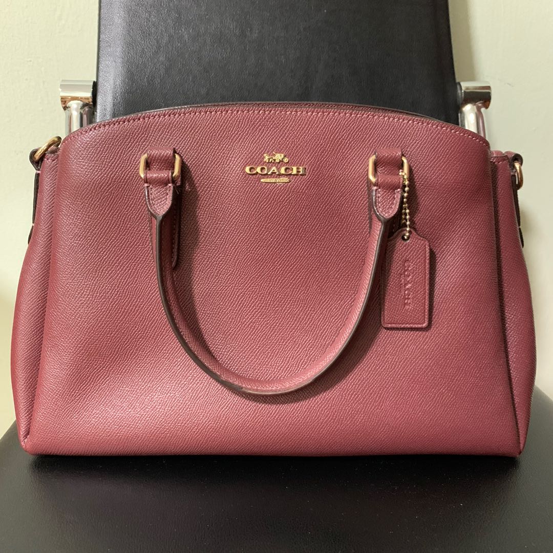 Coach Maroon Handbag with strap, Women's Fashion, Bags & Wallets,  Cross-body Bags on Carousell