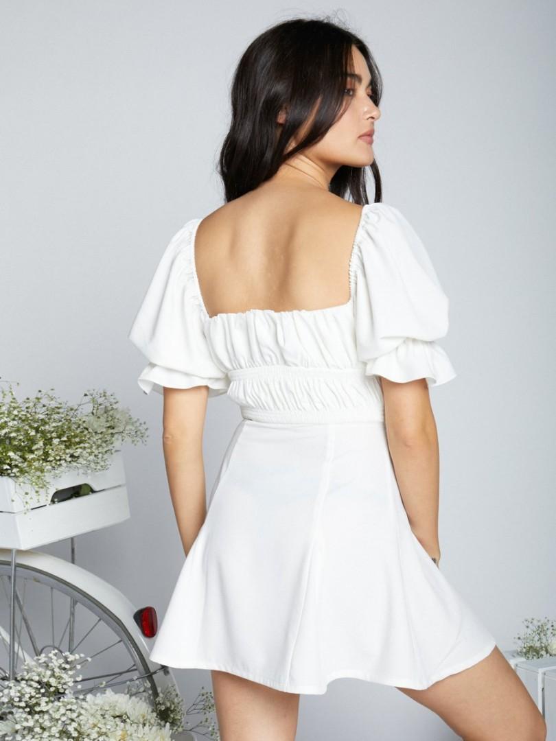 Eggie Magnolia White Puff Sleeve Dress 