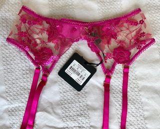 Honey Birdette Whitney pink suspender XS - BNWT
