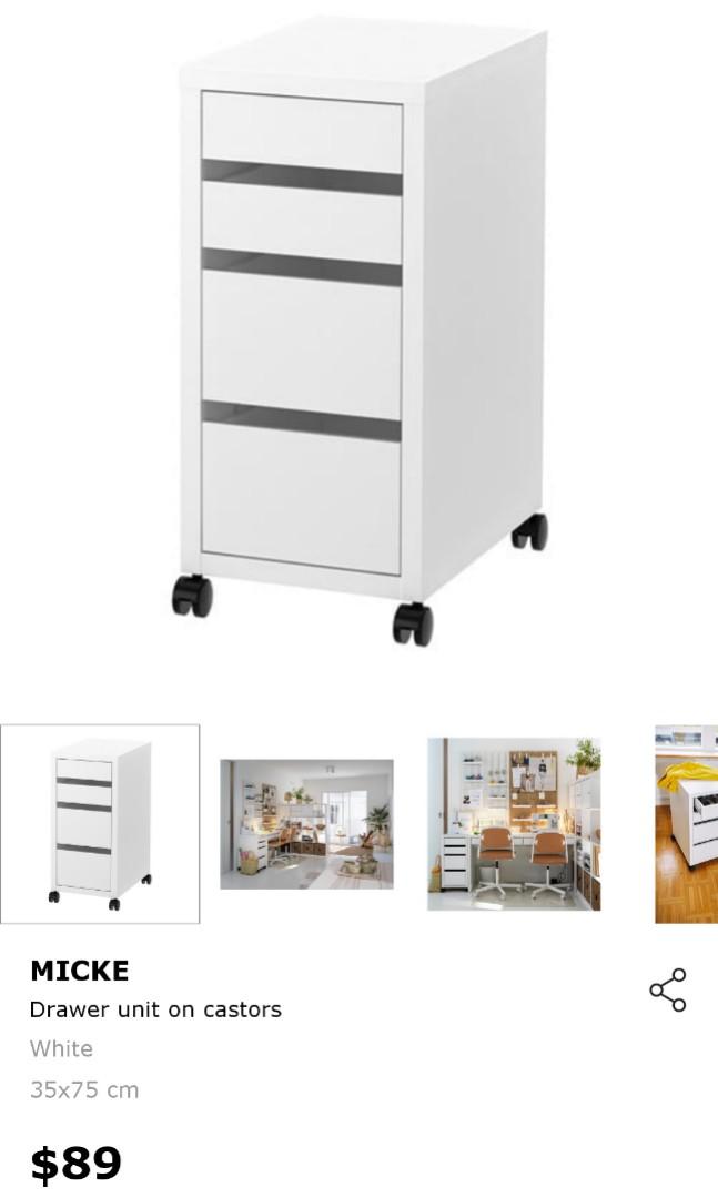 IKEA Under Desk Drawers with wheels, Furniture & Home Living, Furniture