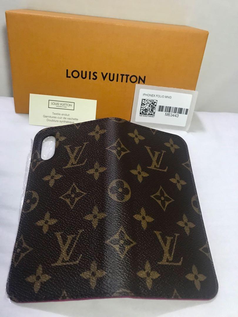Legit Lv IPHONE X FOLIOMNG (Category: Cases & Sleeves) located in Makati City. Submitted by zari2x (Listing ID 1048539071, Image 2). Description: Legit Lv IPHONE X FOLIOMNG With box and dustbag Condition: 9/10.