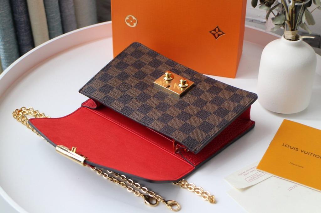 Louis Vuitton Damier Ebene Croisette Chain Scarlet