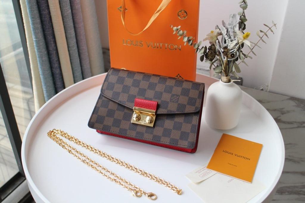 Louis Vuitton Damier Ebene Croisette Chain Scarlet