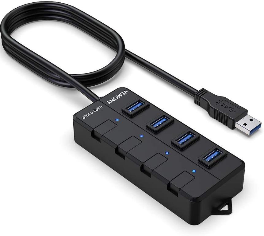 Mj1819 Vemont Usb 3 0 Hub 4 Port Usb Multiport Splitter With Individual Led Power Switches 3 9ft 1 2m Long Cable For Apple Macbook Air Macbook Pro Mac Mini Imac Mac Pro Windows Laptops And Ultrabooks Electronics Others