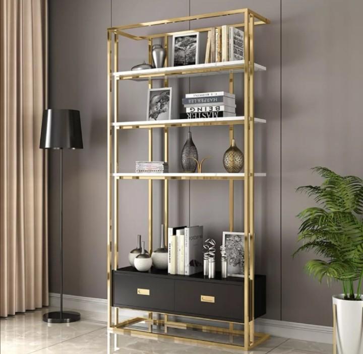 New York Style Solid Wood Black White, Black And Gold Bookcase
