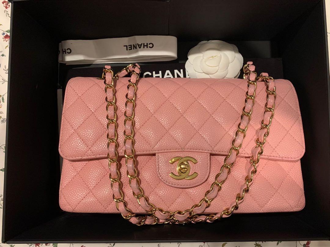🦄 Chanel 24K Gold Sakura Pink Caviar Medium Classic flap, Luxury