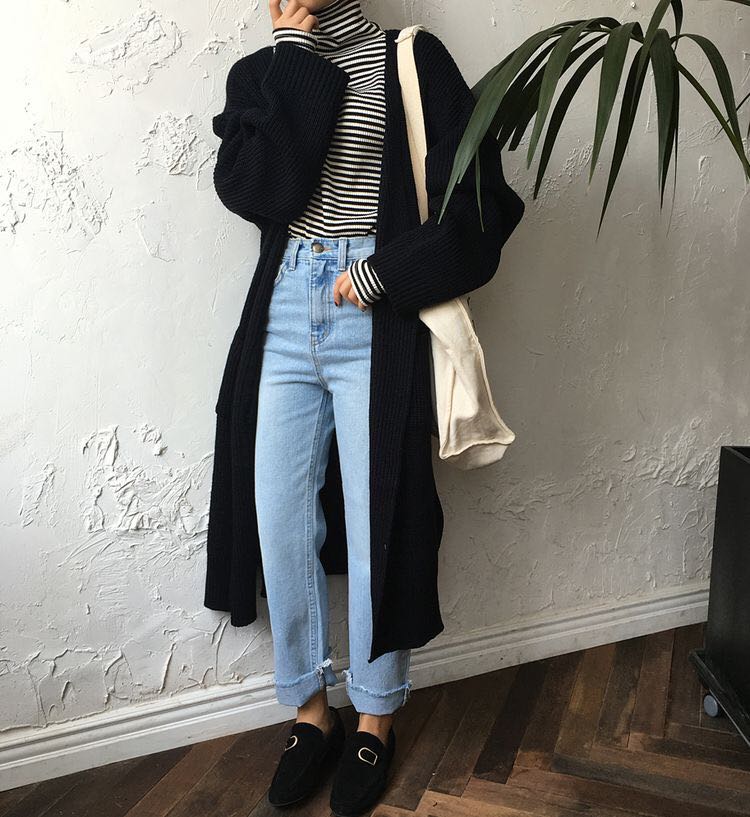Long cardigan korean style discount
