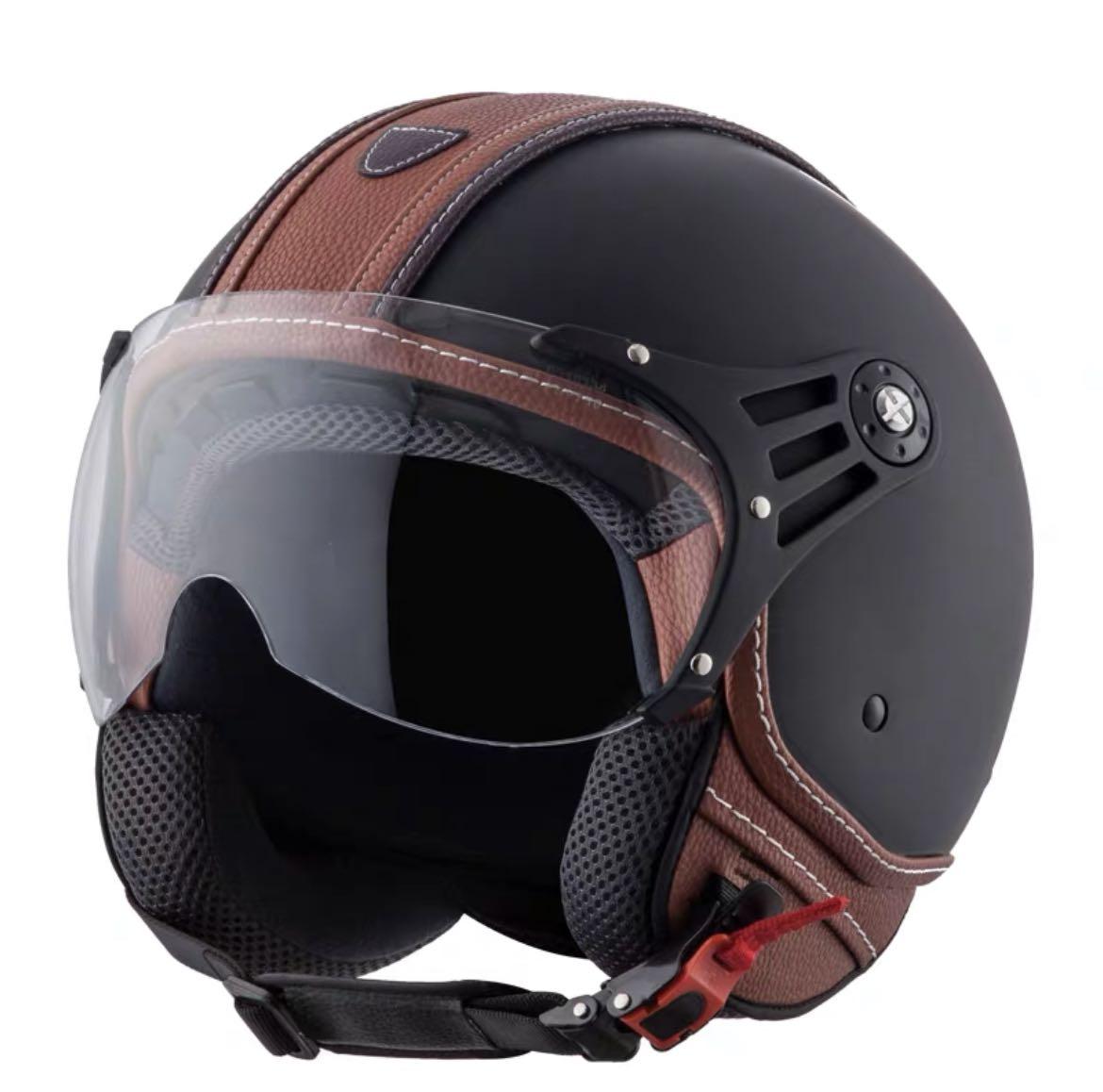 Retro Open Face with Lens Fighter Motorcycle Helmet Pilot Jet Aviator