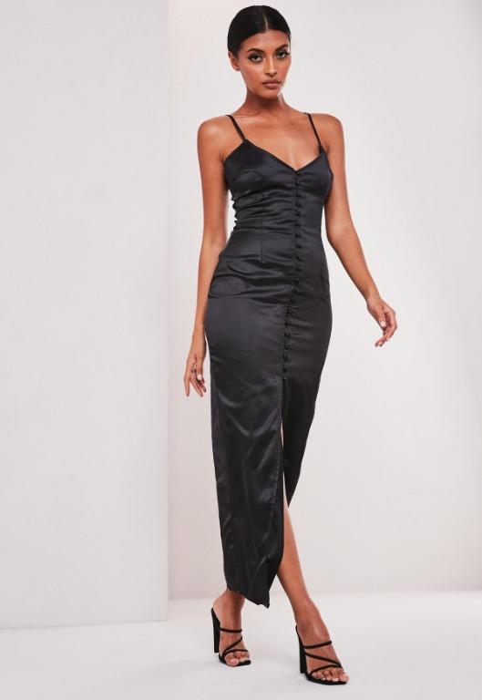 BNWT missguided sofia richie x missguided black satin button