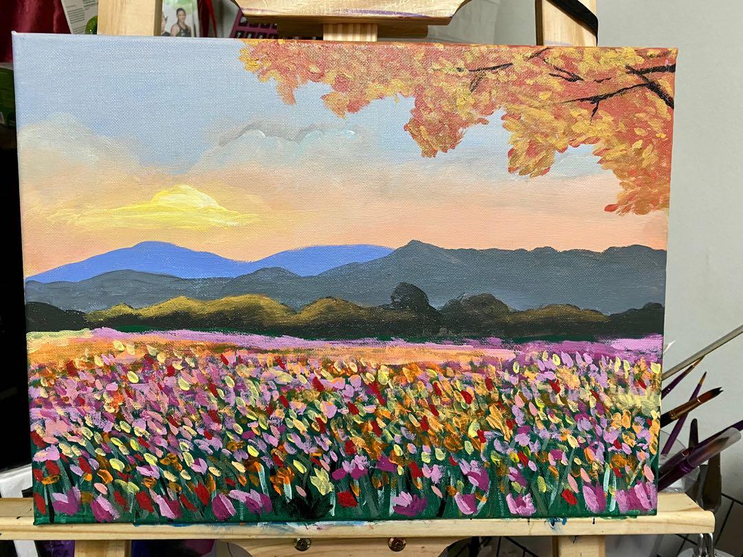 Acrylic Painting Flower Field Hobbies Toys Stationery Craft Art Prints On Carousell