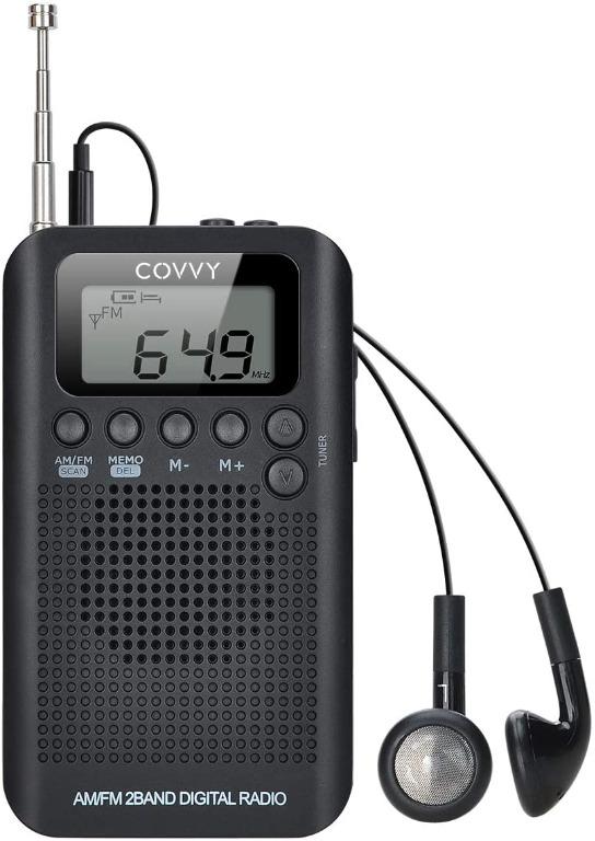 AM FM 2 Band Radio COVVY Digital 12/24H Time Display Radio Battery