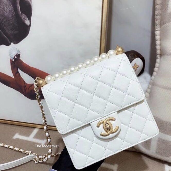 Authentic Chanel Pearl Vertical Flap Bag White, Luxury, Bags & Wallets On  Carousell