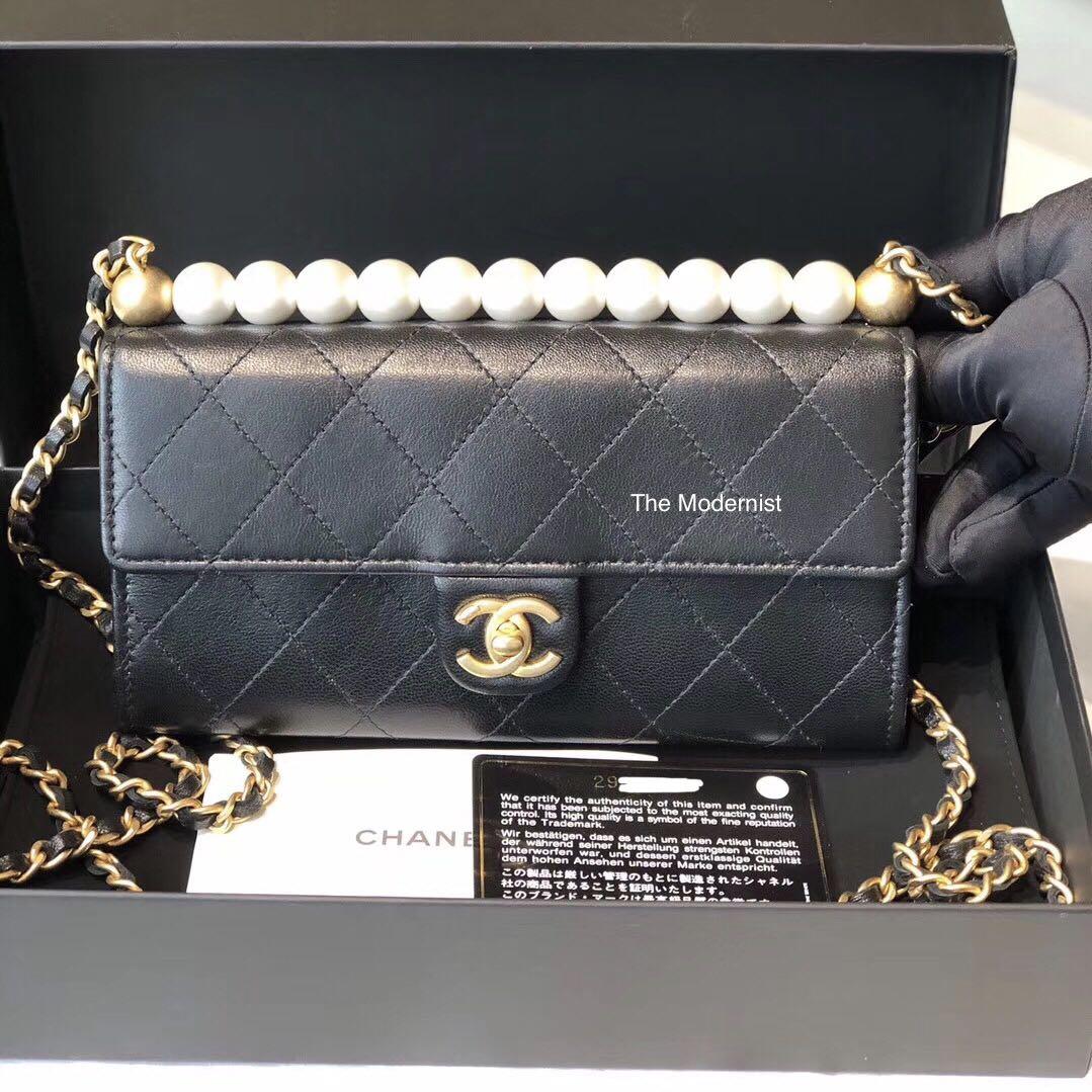 Chanel Pearl Wallet On Chain Leather Crossbody Bag