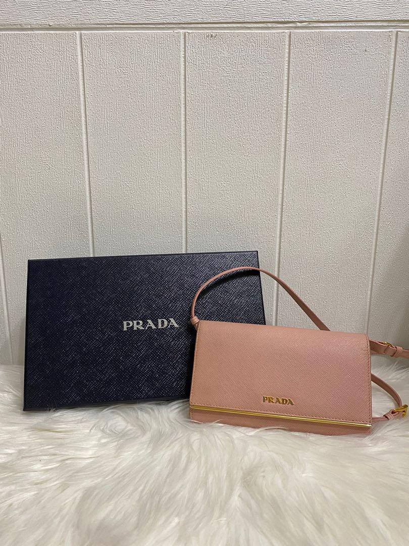 Authentic Prada Cammeo Portafoglio Tracolla Saffiano Metal Leather sling wallet bag