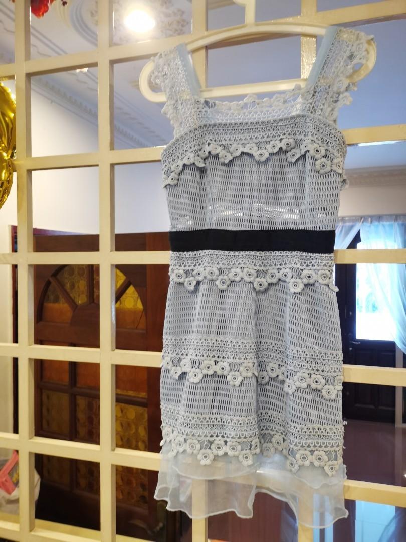 baby blue crochet dress
