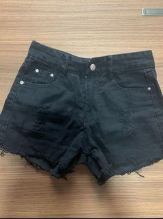 black denim shorts