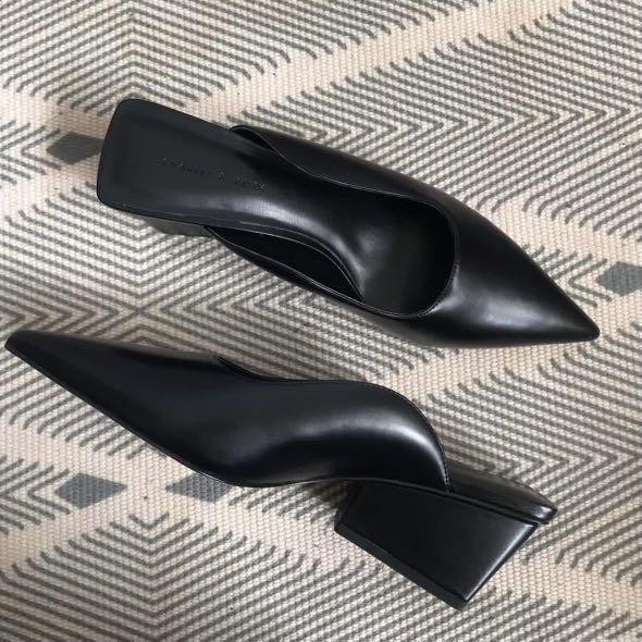 black pointed toe wedge heels
