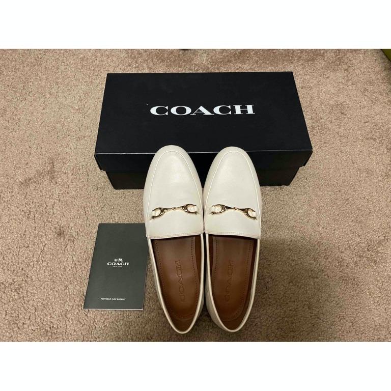 Coach white genuine leather haley flats / loafer, Women's Fashion,  Footwear, Loafers on Carousell