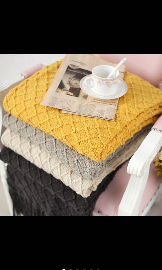 Decorative Amalia Throw Blankets (Category: Laundry Baskets) located in Taguig. Submitted by endlessbliss_ph (Listing ID 1048751614, Image 1). Description: Size: 130x150cm /51x59 inches Variations: Gray- P1250, Camel & beige : P1395, Yellow-P1500. FOR PRE-ORDER 5-15 days ETA, usually arrives earlier.