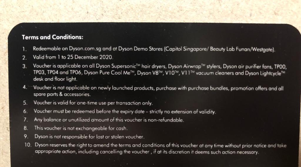 Dyson 100 Voucher, Tickets & Vouchers, Vouchers on Carousell
