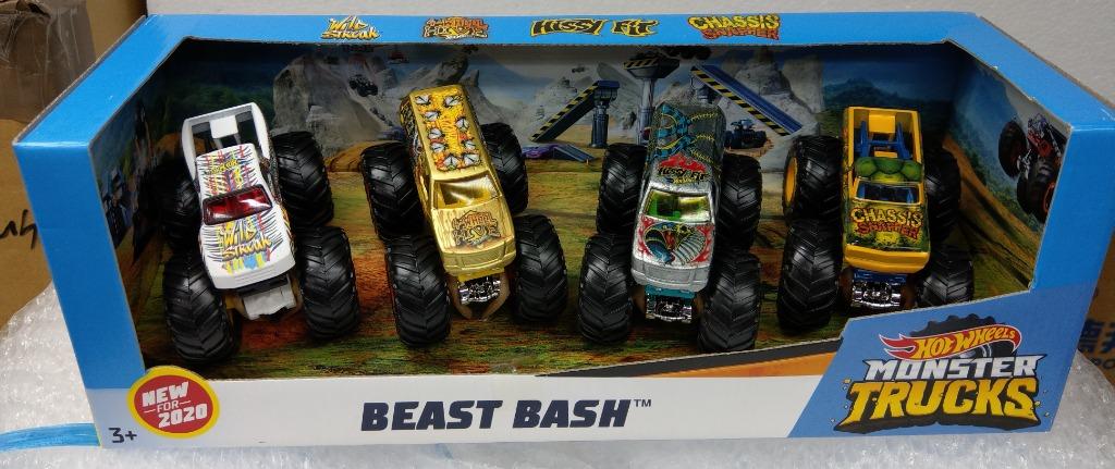 Hot Wheels Monster Truck Beast Bash 1 64 火辣跑車大腳八怪獸車一套四架 興趣及遊戲 玩具 遊戲類 Carousell