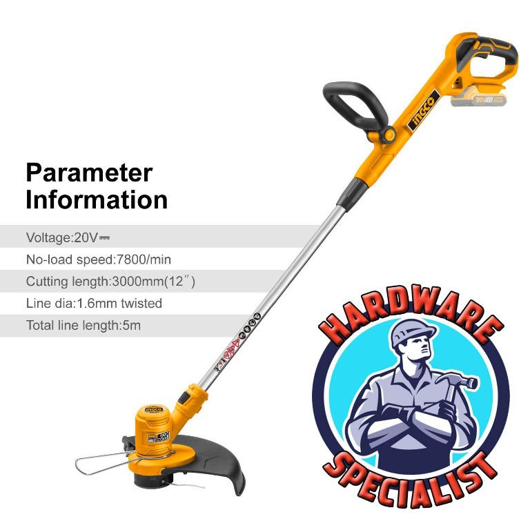 Ingco CGTLI20018 20V Cordless Grass Trimmer (Bare Unit)64884982671874113