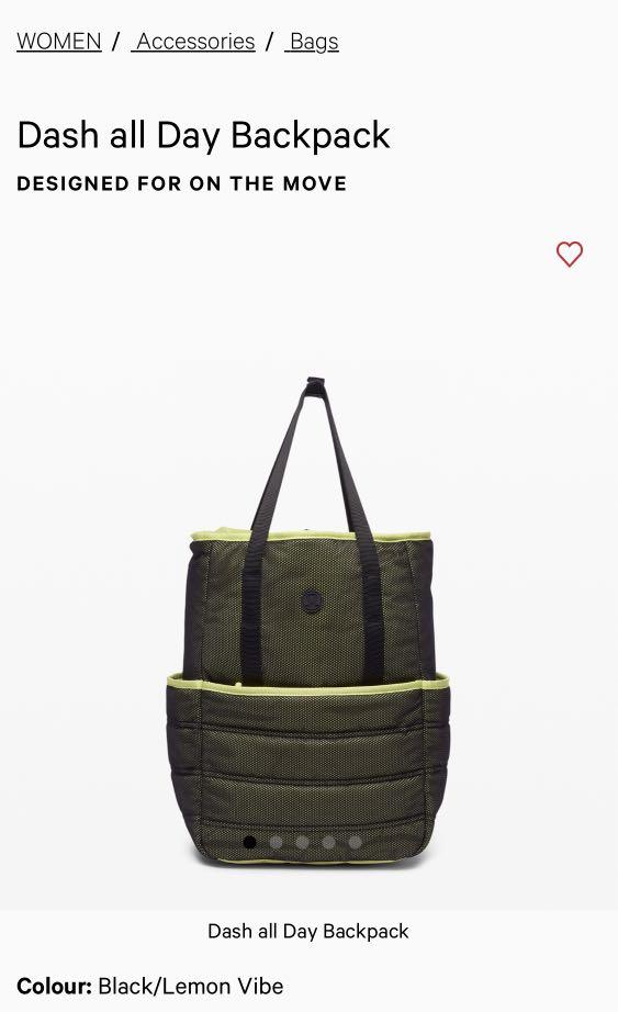 BNWT lululemon Dash All Day Backpack 17L Women s Fashion Bags