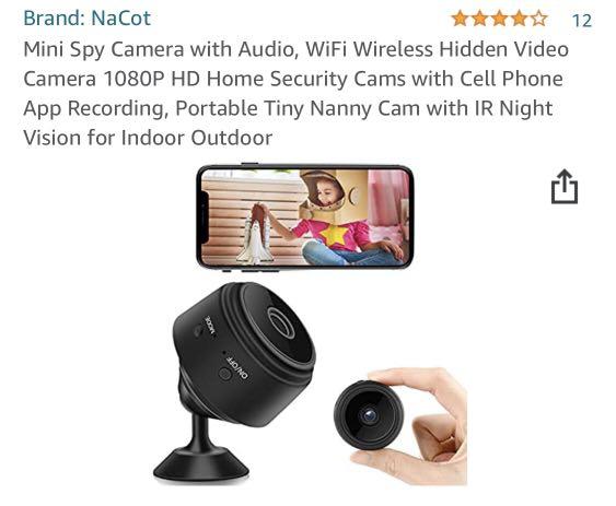 Mini Hidden Camera WiFi Wireless Spy Camera HD 1080P Nanny Cam Motion Detection Recording for Home Office Security IP Camera Recording Indoor Outdoor Avioco 860870