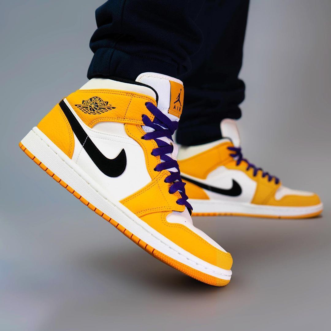 Nike Air Jordan 1 Mid Lakers Men s Fashion Footwear Sneakers