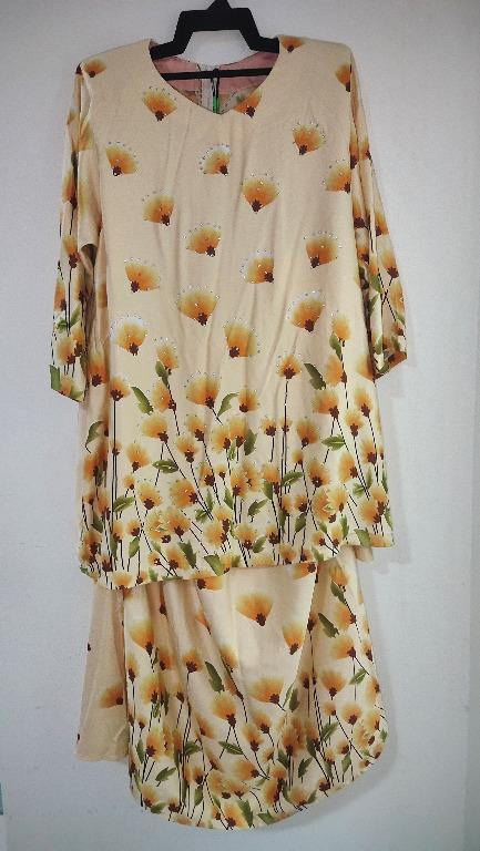 Preloved Plus Size Kurung Moden Corak Bunga Tulip Muslimah Fashion Others On Carousell