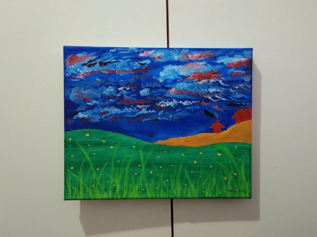 Scenery Art Canvas Painting, Design & Craft, Art & Prints on Carousell