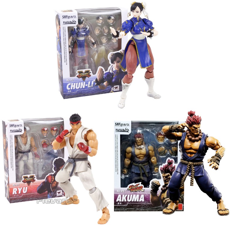 SHF Capcom Street Fighter Ryu Akuma Chunli Chun Li Playstation Figure ...